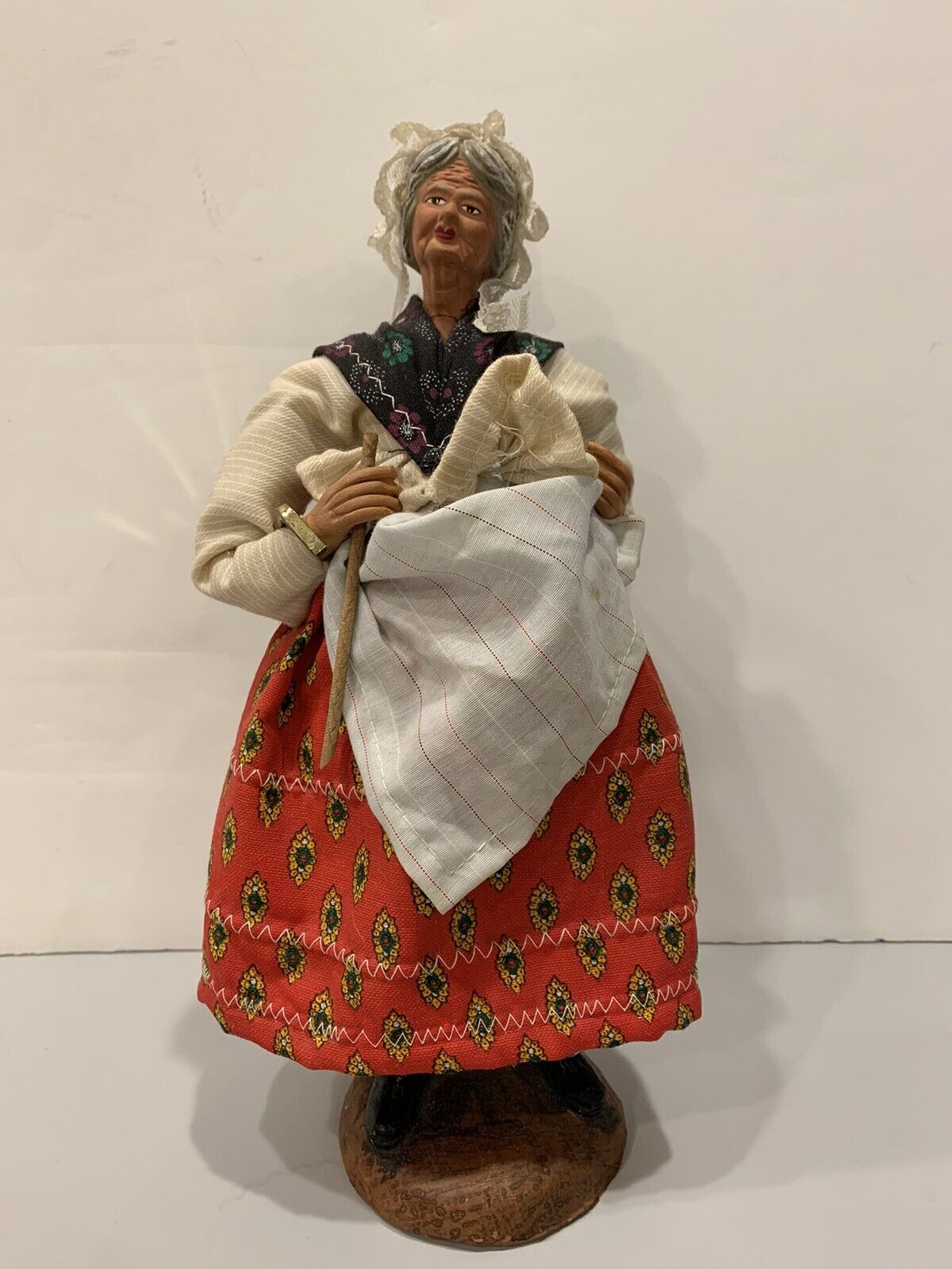 Vtg. French Santon De Provence Terracotta Doll Figure