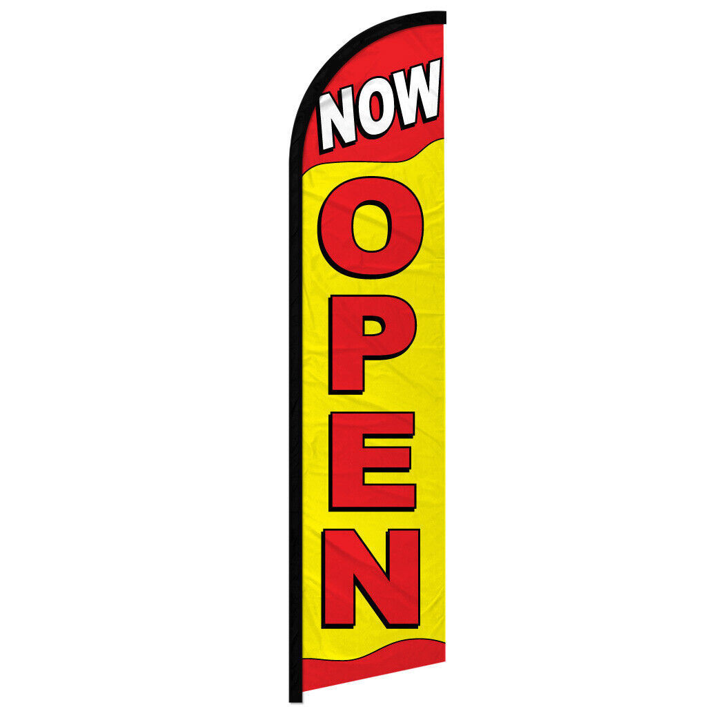 Now Open Windless Advertising Swooper Flag Open Welcome Sign RED/YELLOW