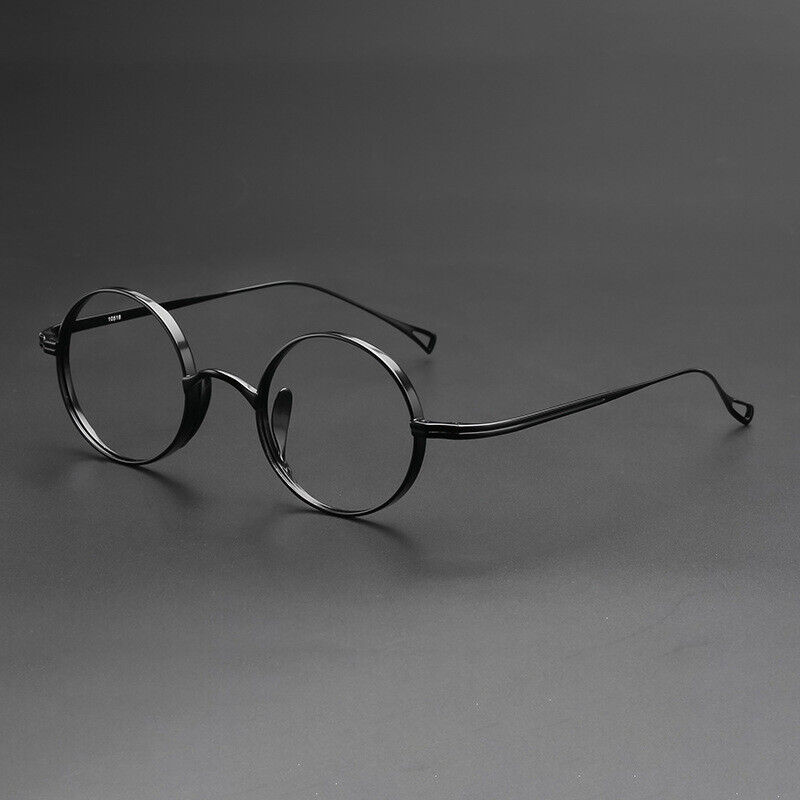 45mm Titanium Vintage Round Black Frame Eyeglasses Retro Style Glasses Unisex