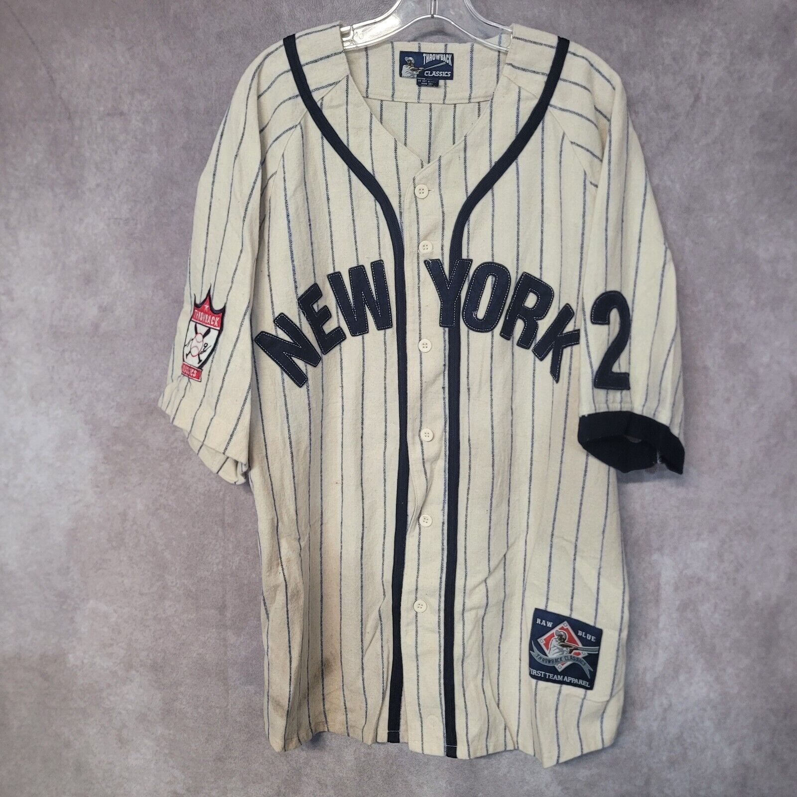 Vintage Throwback Classics New York Yankees Derek Jeter 2 Wool Jersey Mens L