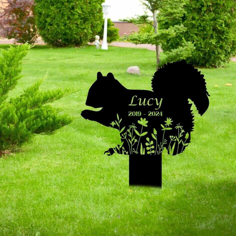 Personalized Squirrel Memorial Stake,Squirrel Metal Sign Pet Grave Markers