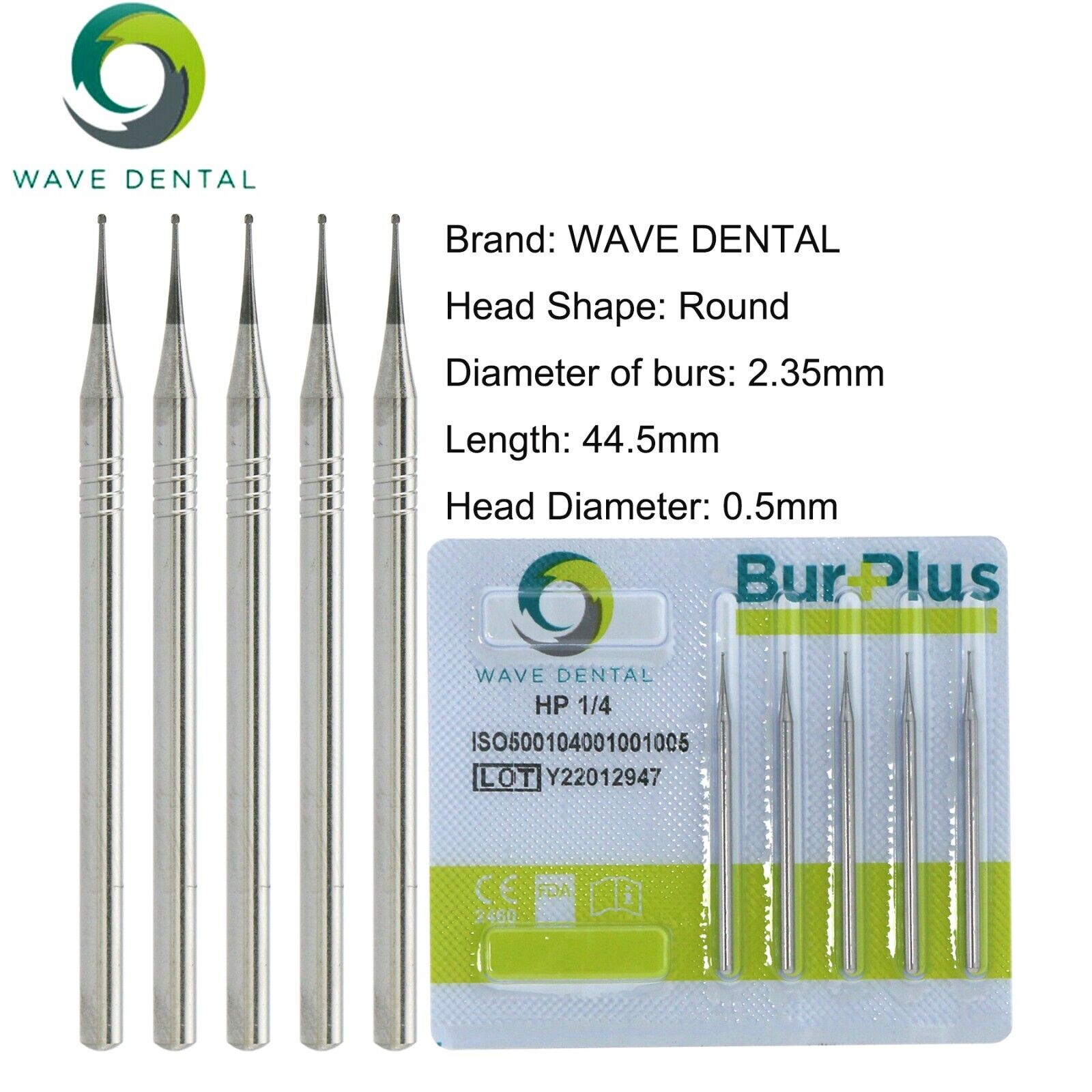 PRIMA Wave Dental HP Carbide Burs For Low Speed Straight Handpiece 5pcs/pack