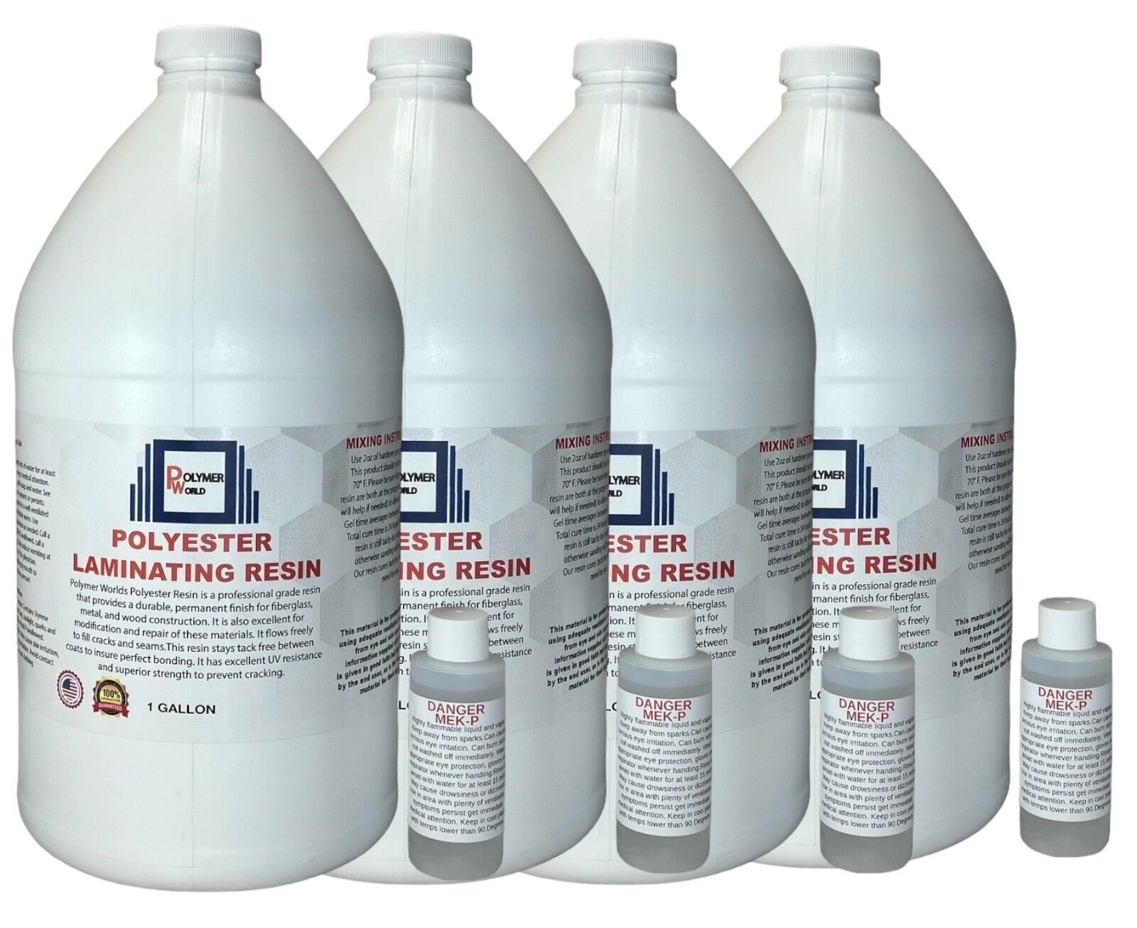 Polymer World Polyester Resin 4 Gallons For Boats RV\'s Canoes Fiberglass Autos