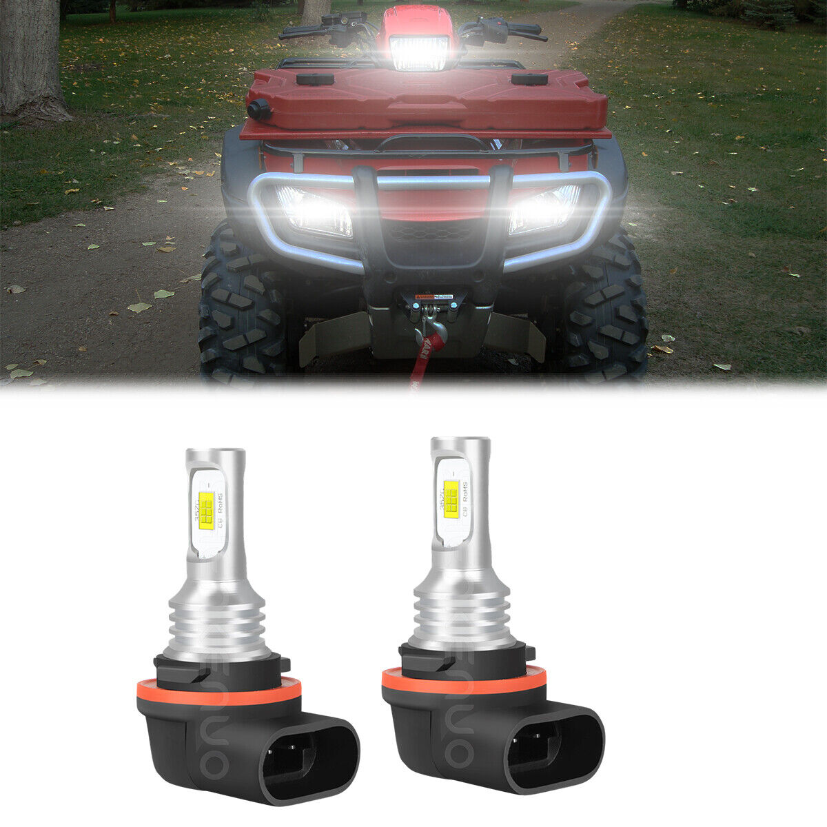 3 PINS LED Headlight Bulb 6000K 35W For Honda Foreman Rubicon 500 Rancher 420 2X