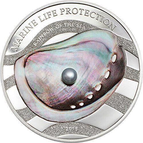 2015 Palau $5 Rainbow of the Sea Marine Life Protection 1 oz .999 Proof Silver
