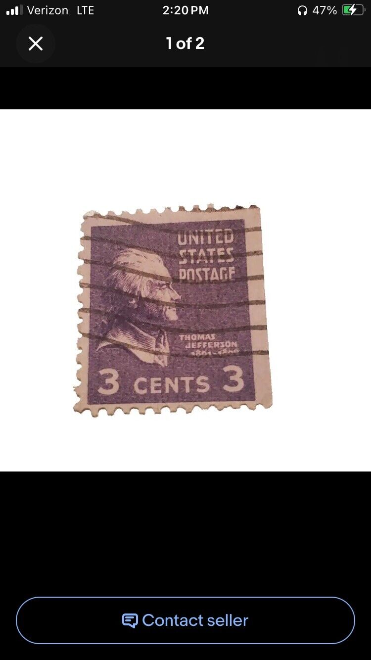 Thomas Jefferson 3 Cent Stamp 1789-1797  Very Rare Vintage Collectable - (NOT)