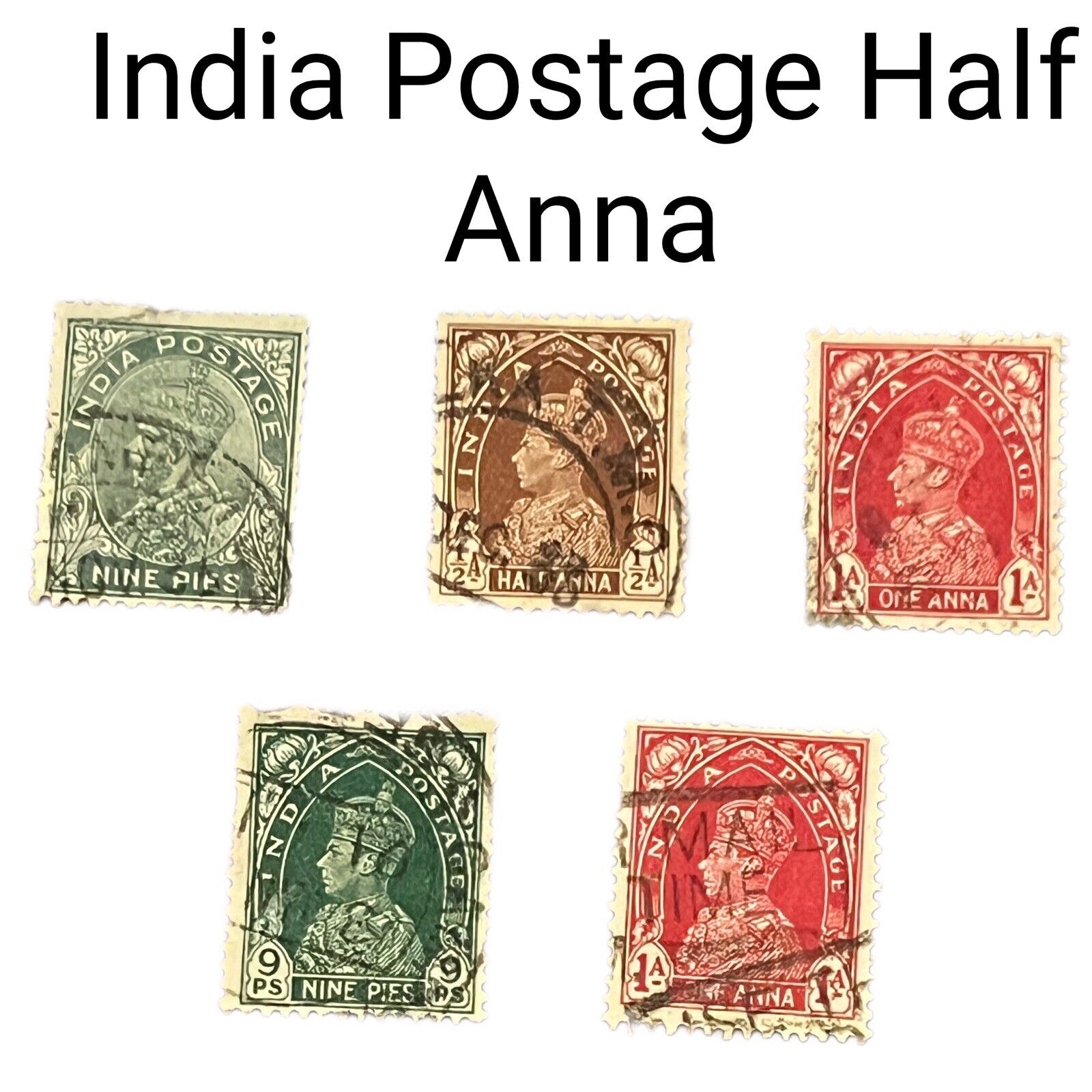 1930’s India Postage Stamps Lot Of 5 SJXX-437