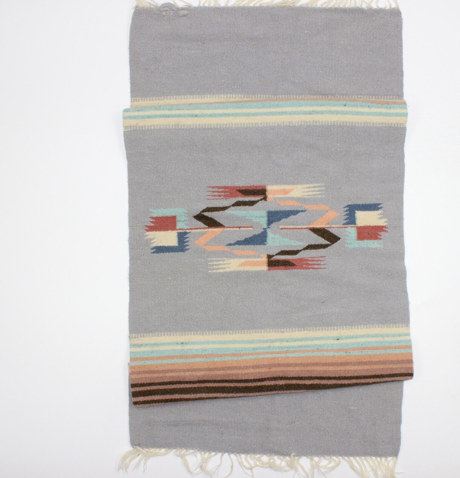 Original Vintage Navajo Indian Hand-Woven Wool Rug 25x58\