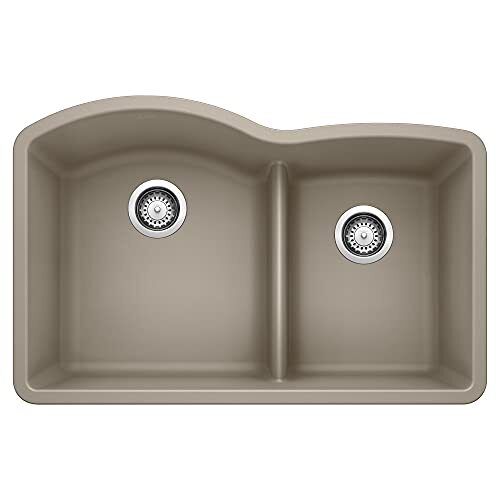 Blanco 441596 Diamond Truffle 1-3/4 Low Divide Double Bowl Kitchen Sink