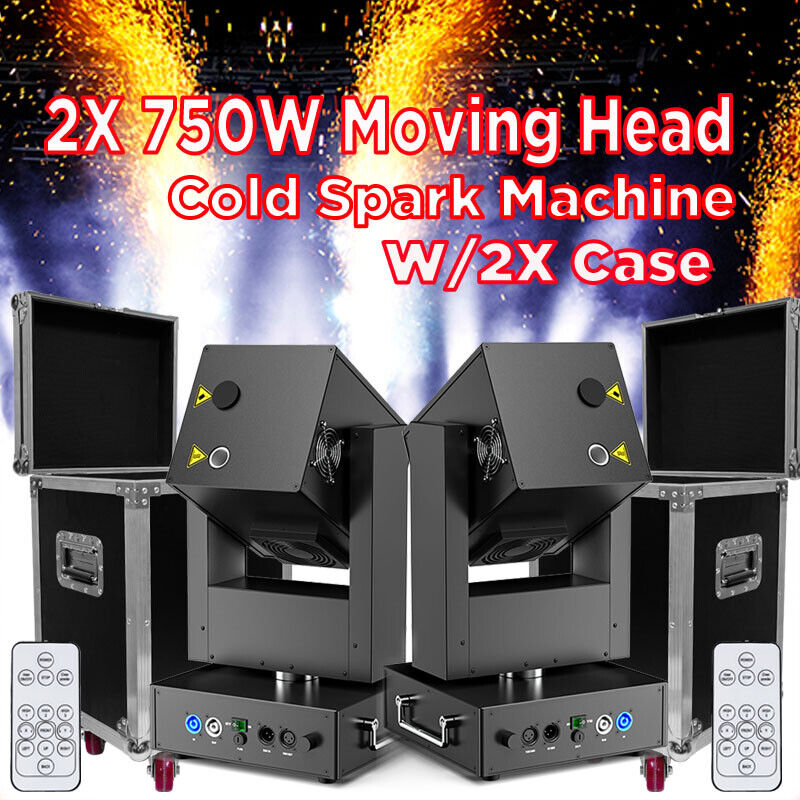 750W Moving Head Cold Spark Machine Firework Stage Effect Wedding Event DMX Case