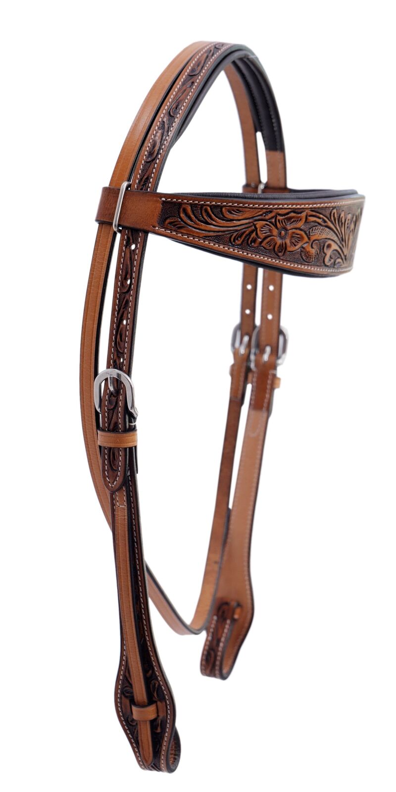 Majestic Ally Super Leather Antique Quick Bit Change Padded Brow-band Headstall