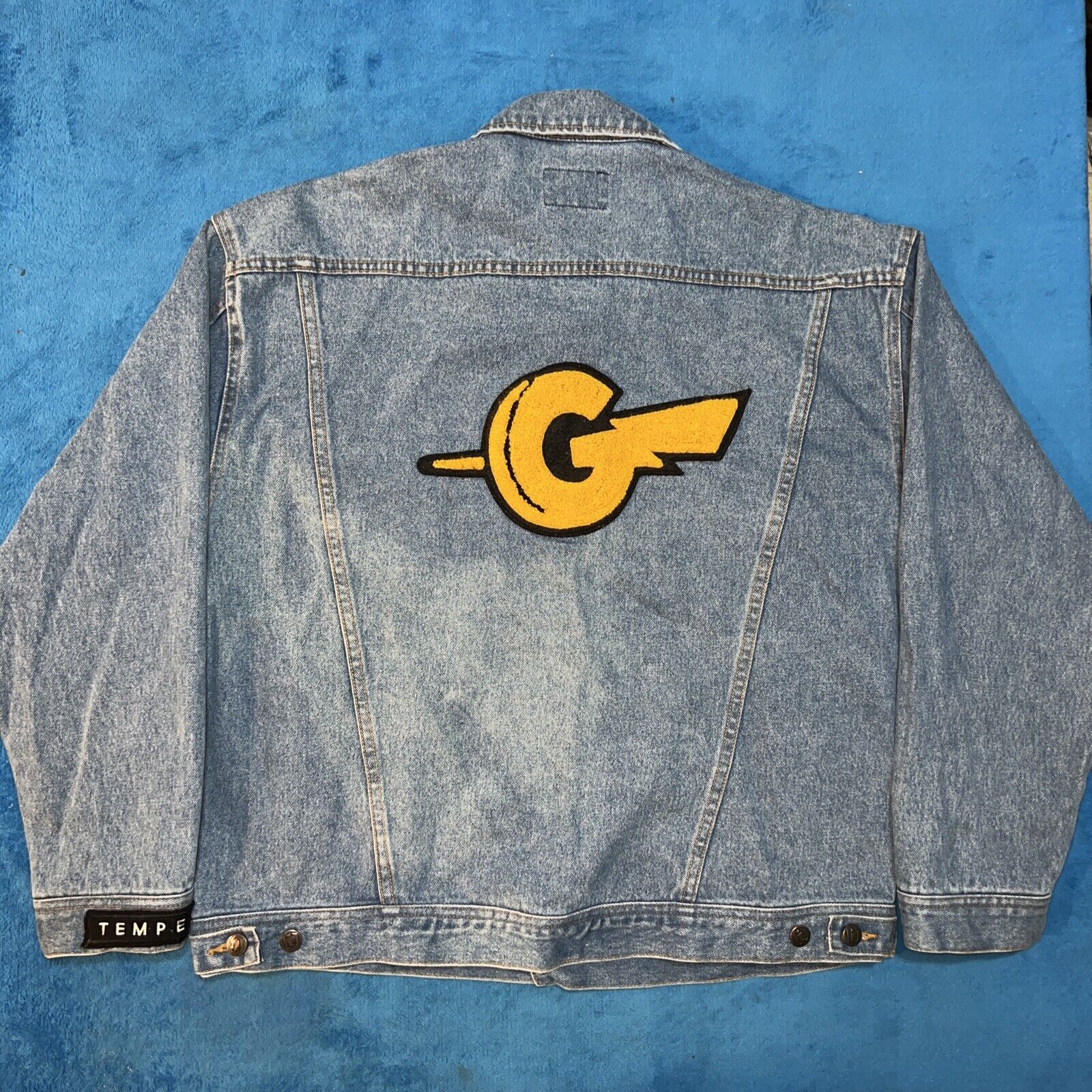 Vintage 90s Gameworks Arcade Denim Jacket Embroidered Logo Men Medium SHIPS FAST
