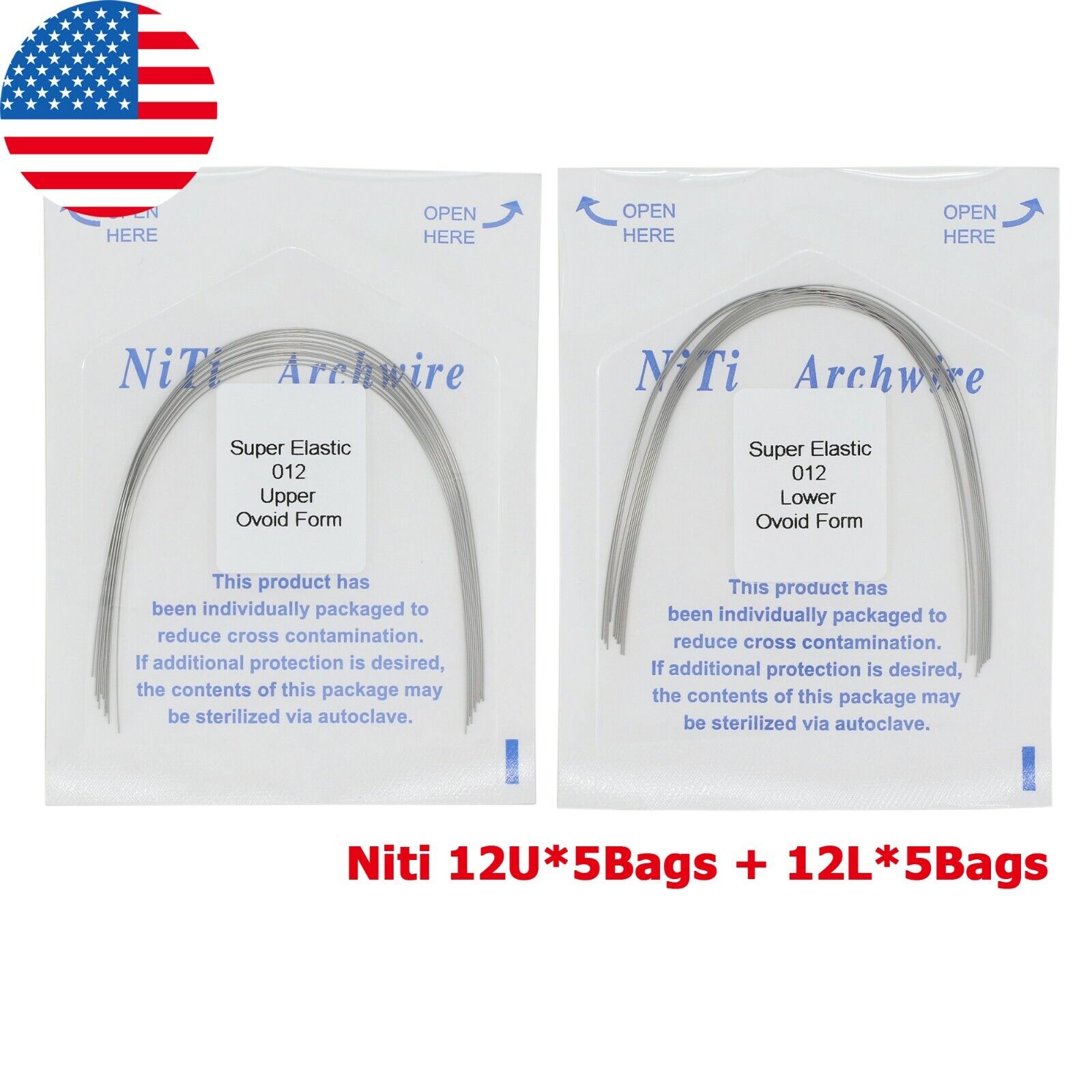 100PCS Dental Orthodontic Arch Wire Niti Stainless Steel Round Rectangular Ovoid