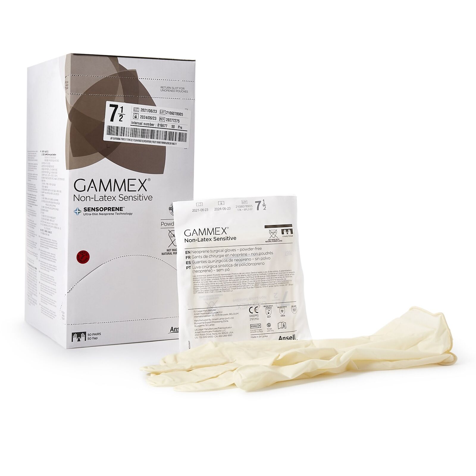 GAMMEX Non-Latex Sensitive Polychloroprene Surgical Glove -  200 per Case