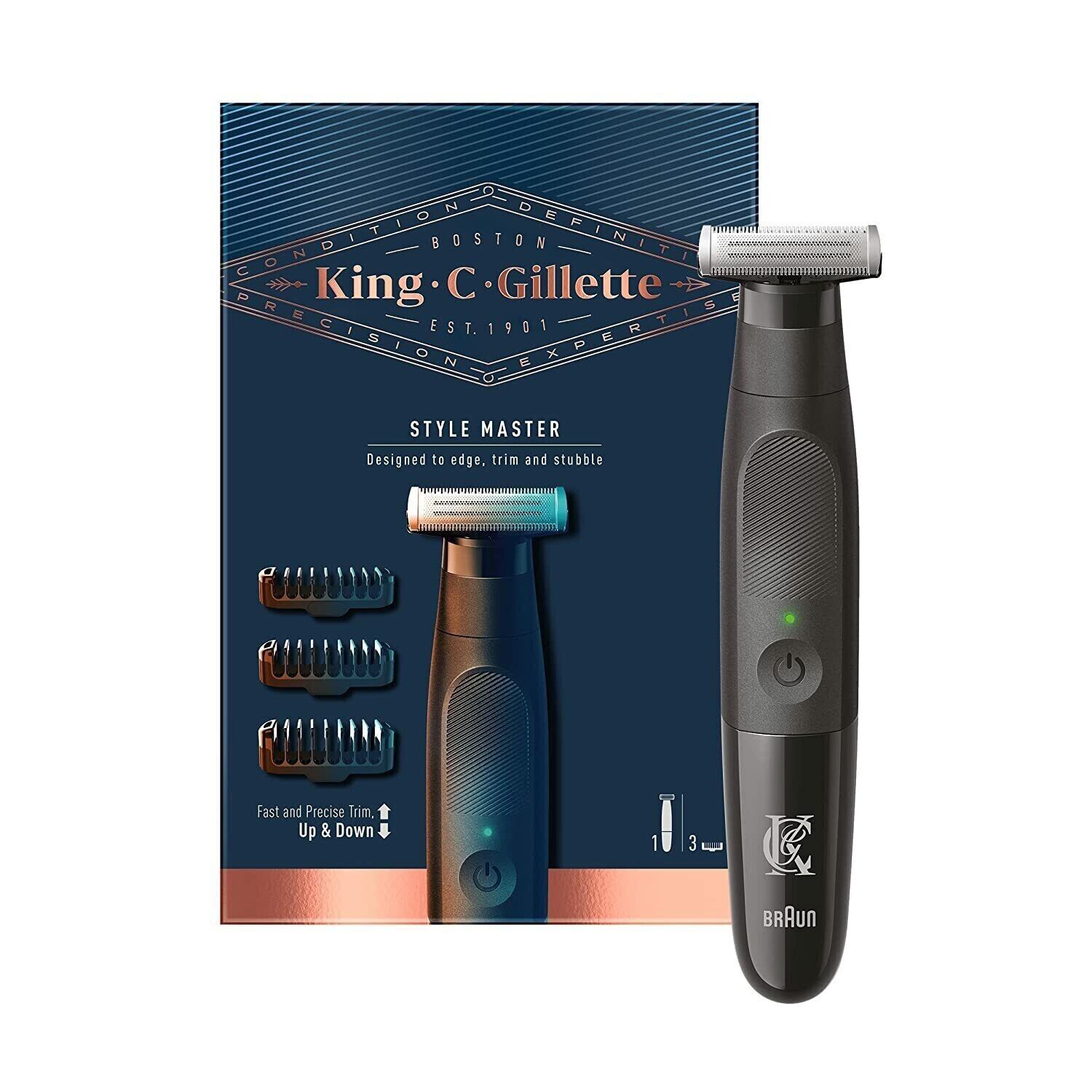 King C Gillette Style Master Stubble Beard Trimmer Electric Shaver One 4D Blade