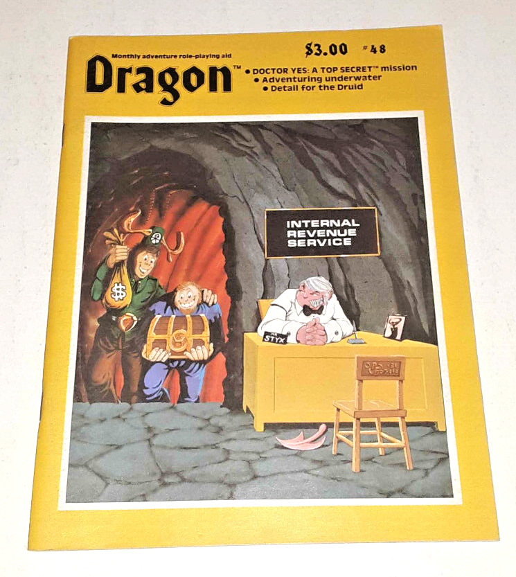 DRAGON magazine #48 Apr 81, D&D AD&D TSR, complete w Dr Yes for Top Secret - VG