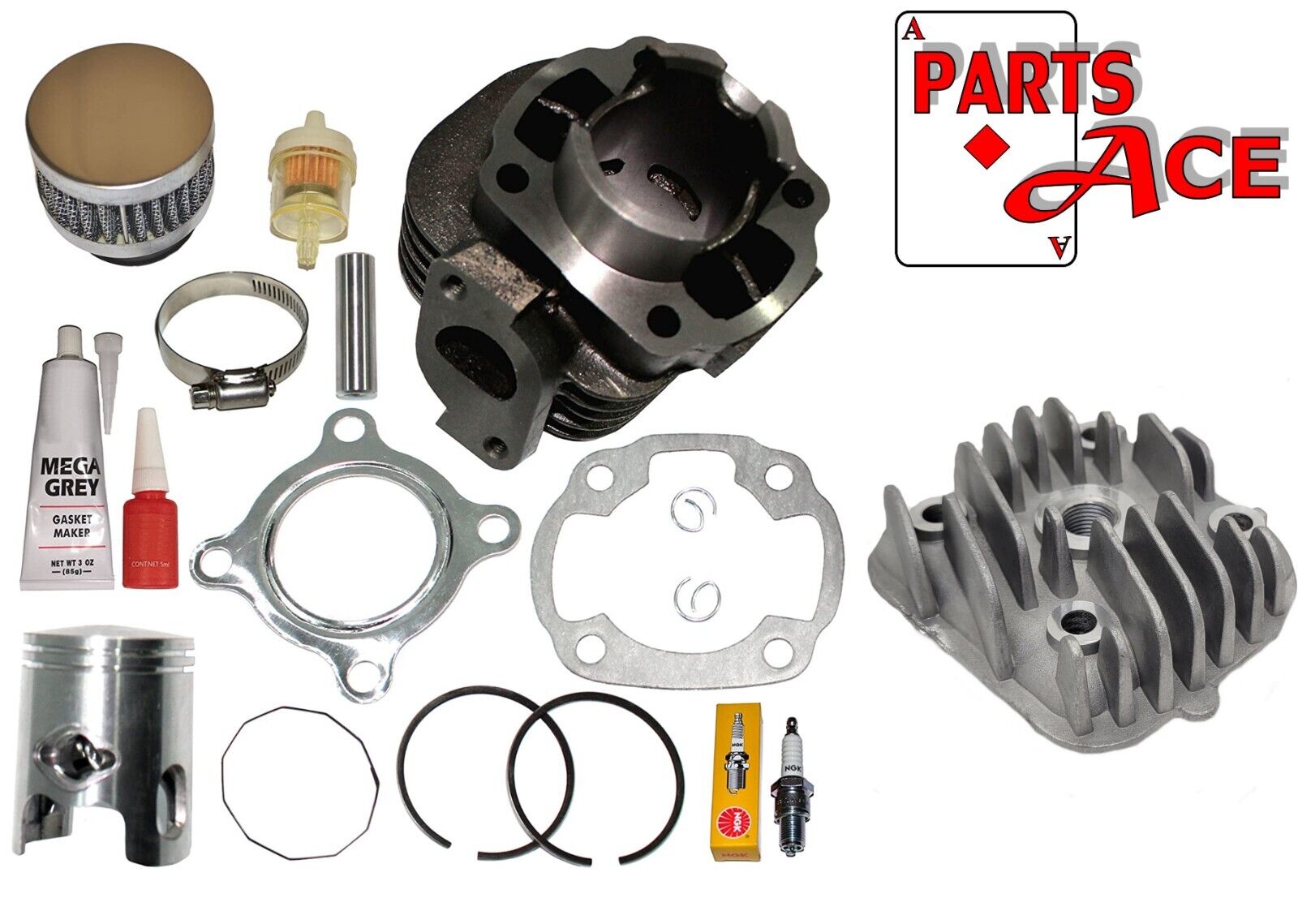 2004-2005 Arctic Cat Y-6 Youth 50 Piston Cylinder Head Kit Rings Gasket 