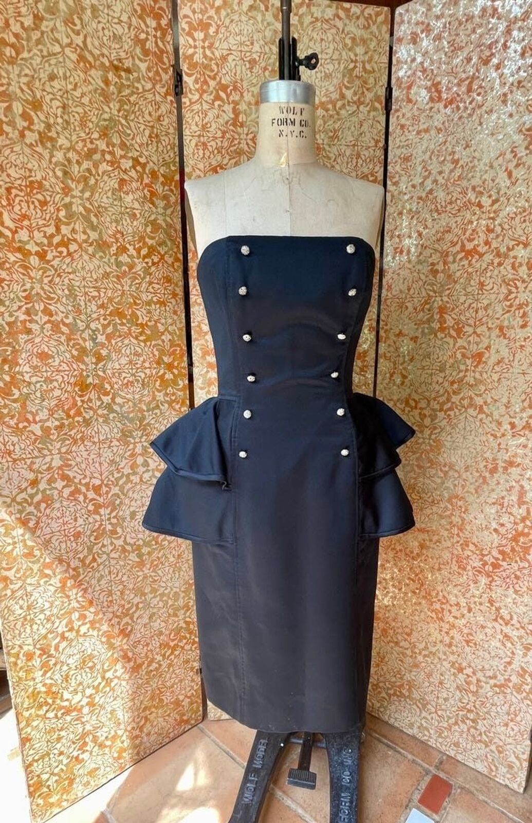 Vintage Victor Costa Dress S Black Strapless Dress