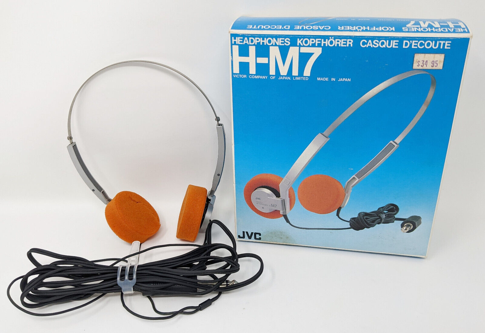 Vintage JVC H-M7 Stereo Headphones Original Box Made in Japan TESTED