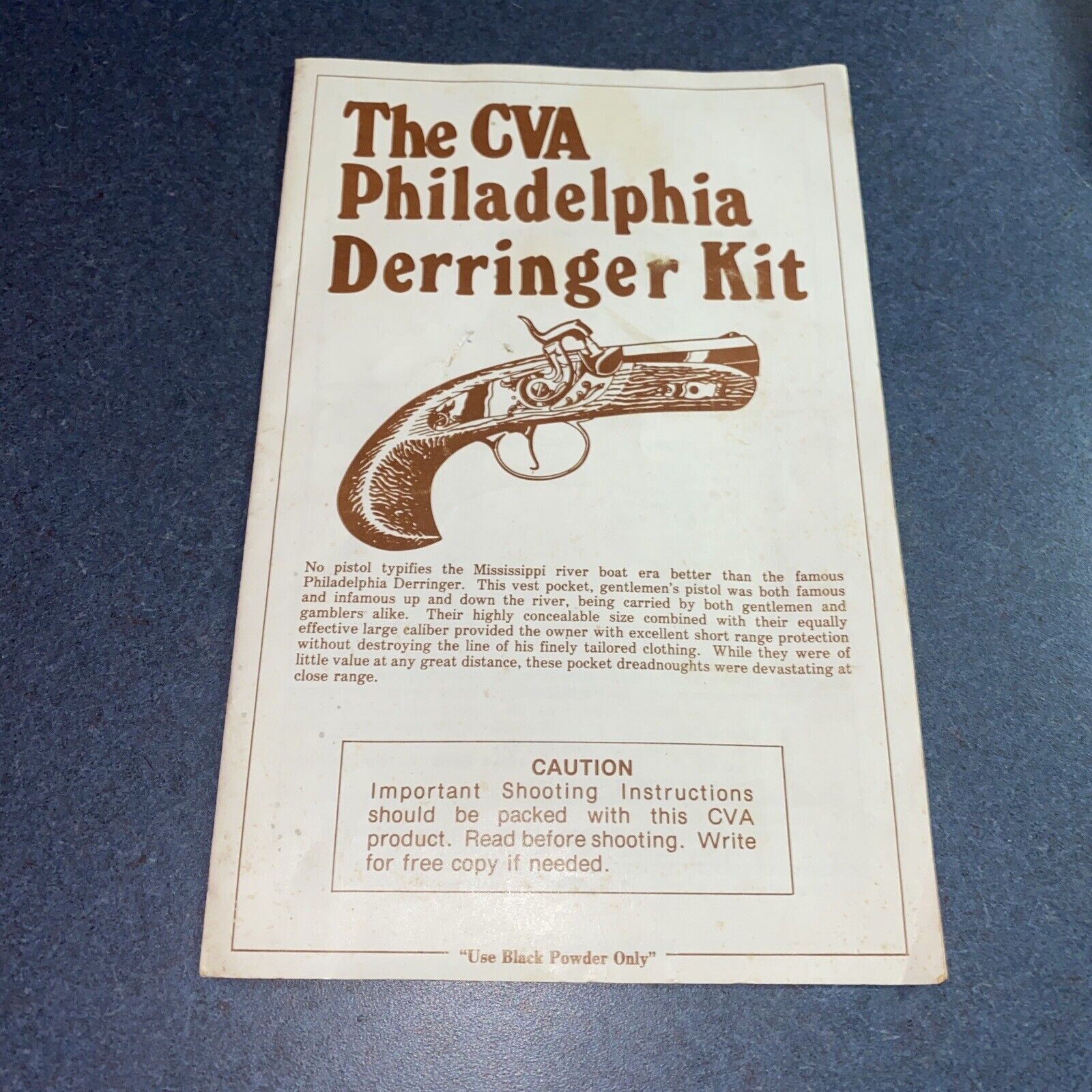 VINTAGE 1977 CVA PHILADELPHIA DERRINGER KIT Instructions