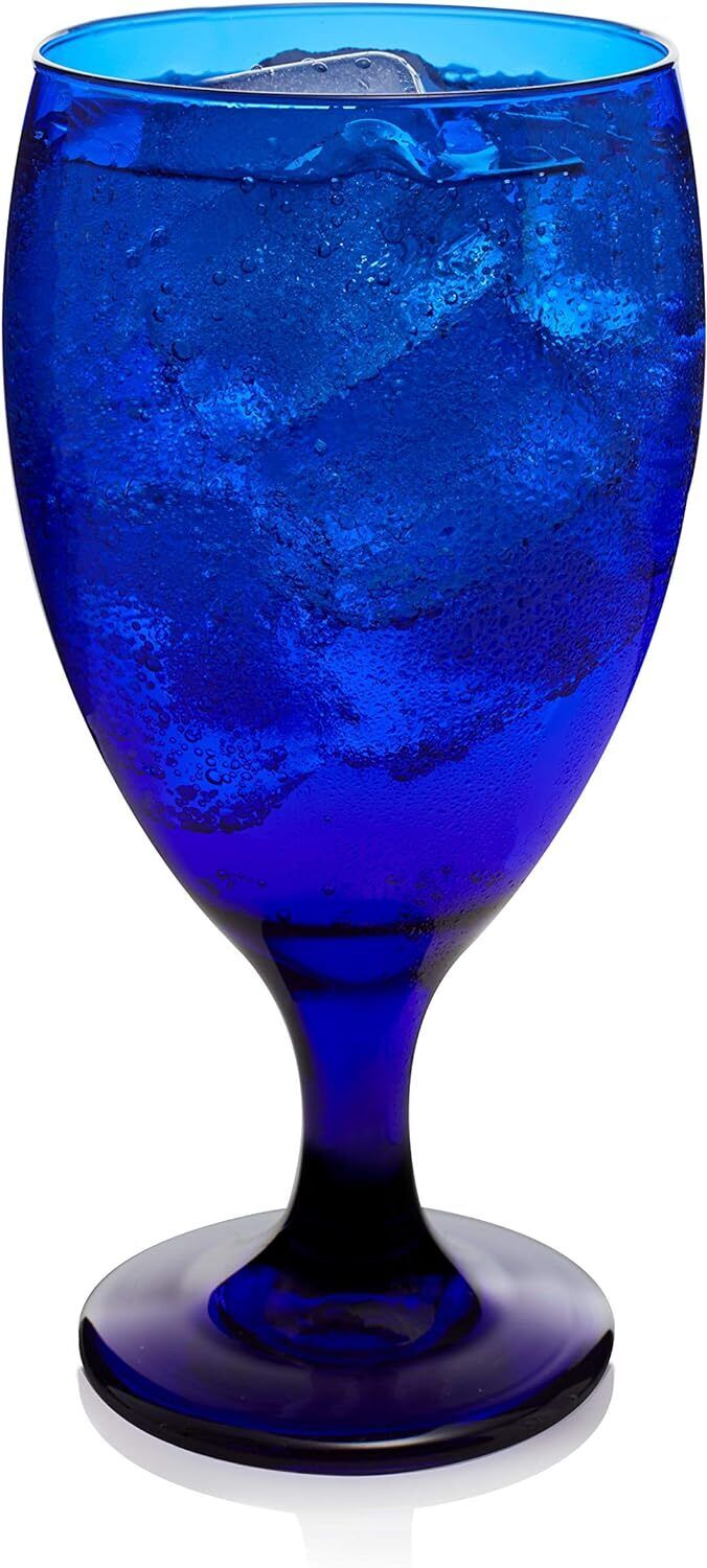 Cobalt Iced Tea Glasses, Stylish Cobalt Blue Drinking Glasses Set of 12