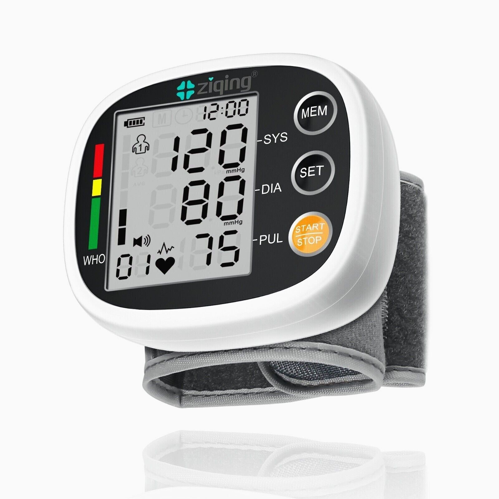 Digital Wrist Blood Pressure Monitor BP Cuff Gauge Heart Rate Machine Black