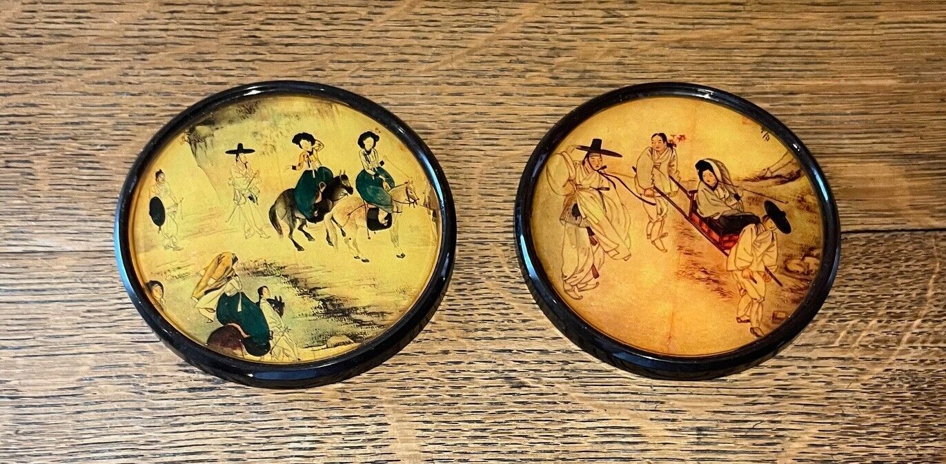 Set of 2 Vintage Japanese Coasters - 3.5\