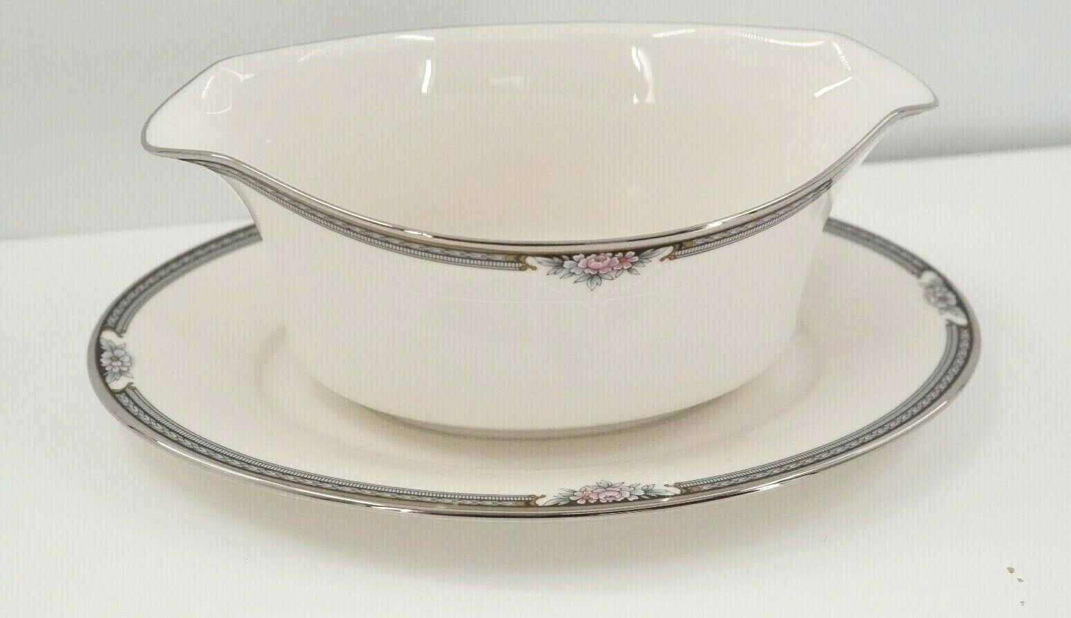 Noritake Halifax Fine China Gravy Boat with Attached Underplate