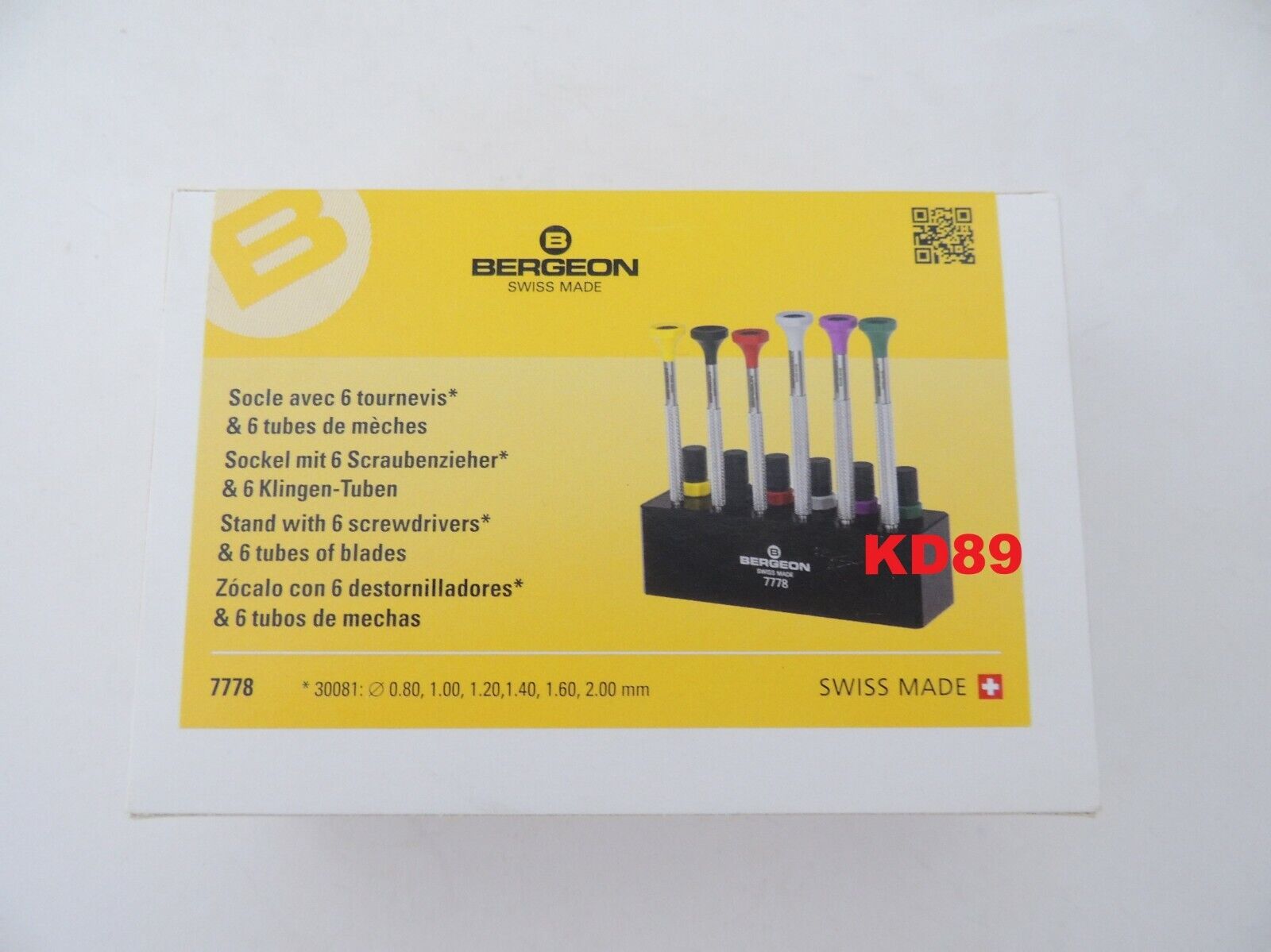 BERGEON 7778 stand with 6 screwdrivers for Watchmakers swiss made 