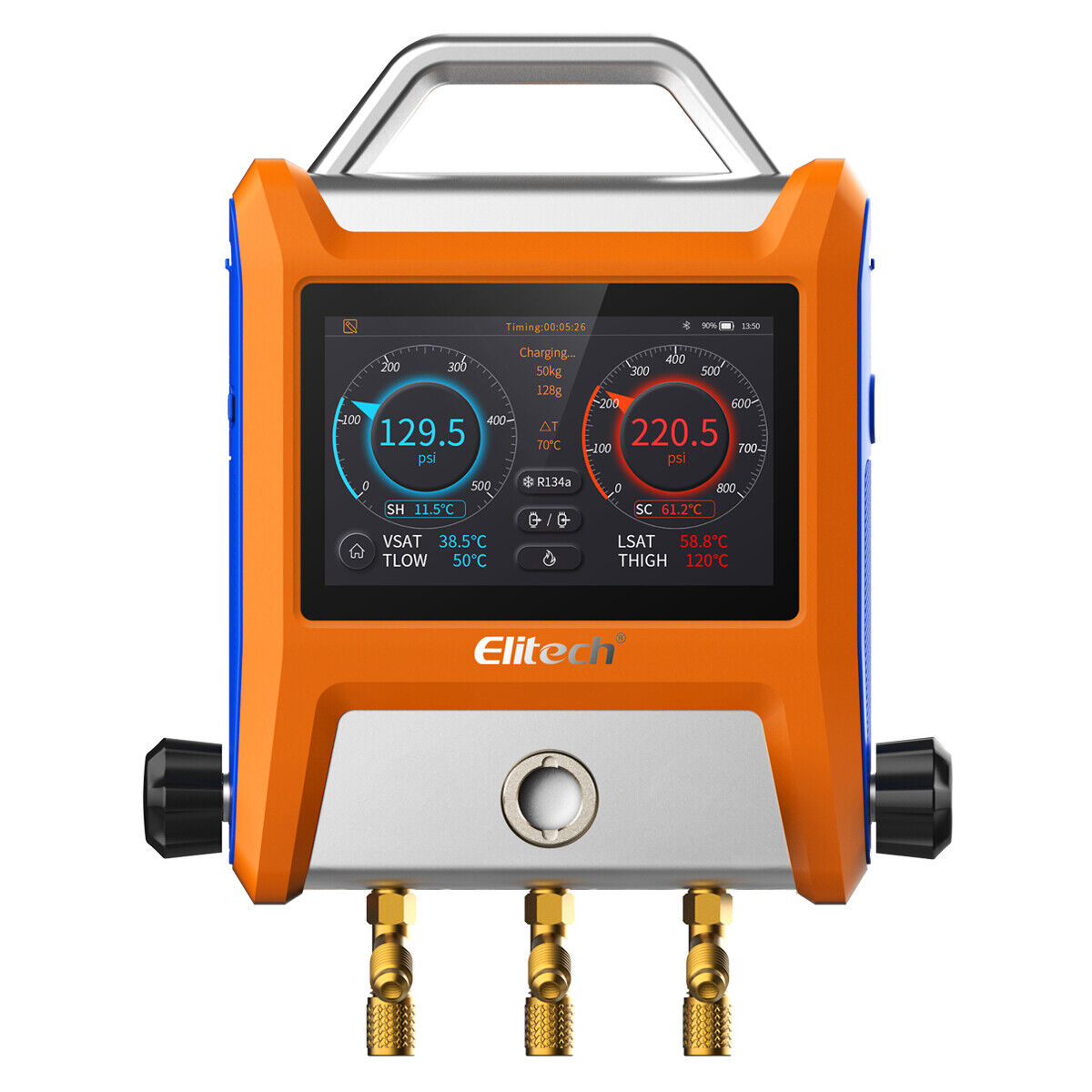 Elitech EMG Intelligent 2/4 Valves Manifold Kit 5” Smart Touch Screen w/Hoses