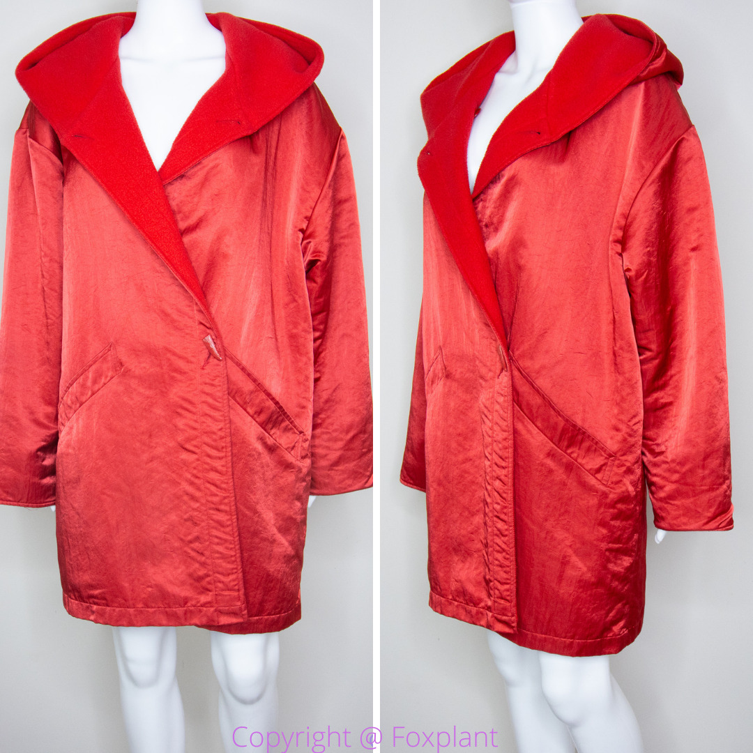 Vintage Linda Lundtrom Canada-made feece-lined red coat, size s