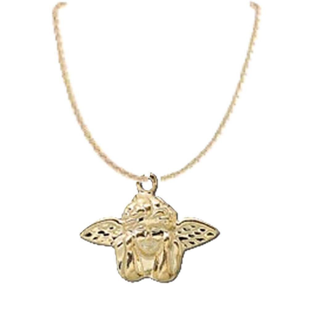Vintage Celestial CUPID CHERUB WINGED ANGEL PENDANT NECKLACE Love Charm Jewelry