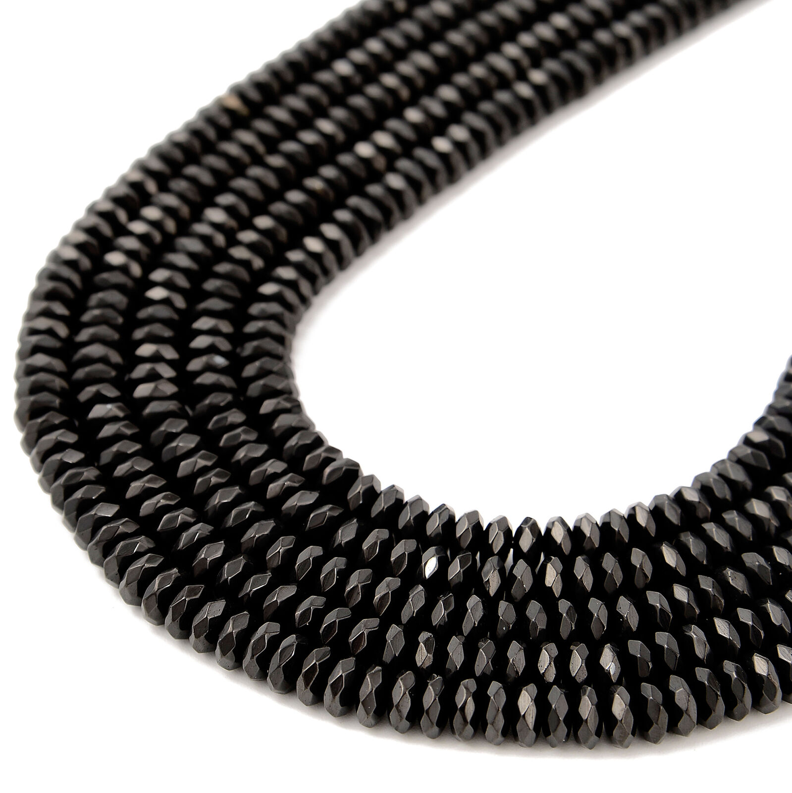 Titanium Black Hematite Faceted Rondelle Beads 2x3mm 2x4mm 3x4mm 3x6mm 15.5\'\'Str