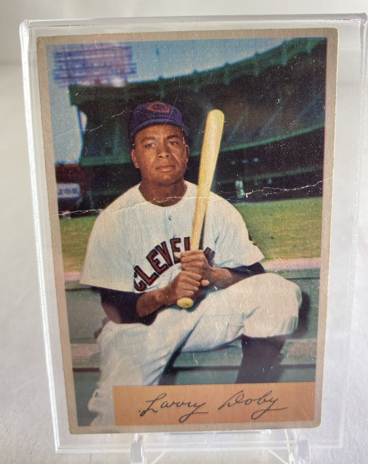 1954 BOWMAN LARRY DOBY #84 - CLEVELAND INDIANS  -CREASE