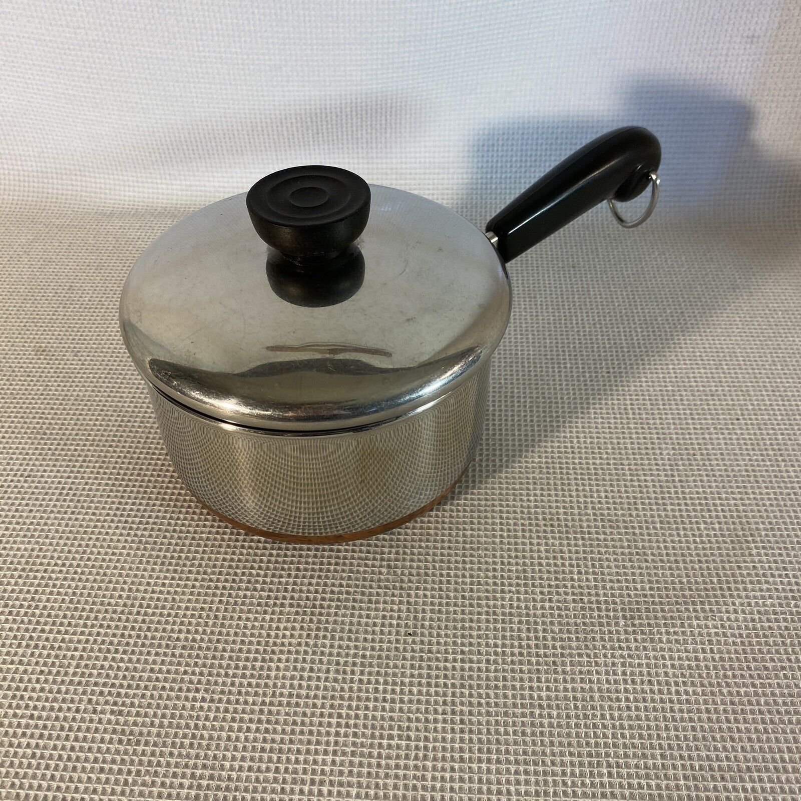 Vintage Revere Ware 1 Qt Sauce Pan with Lid Copper Bottom Clinton ILL USA
