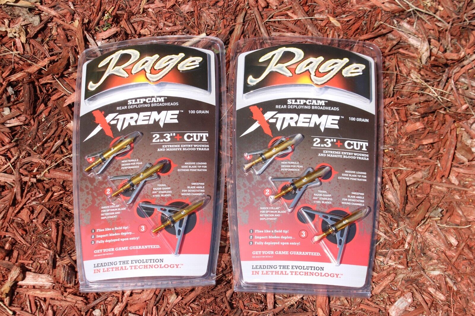 NEW Rage X-Treme. Two packs of 100 Grain, 2.3 inch cut Broadheads, SlipCam 