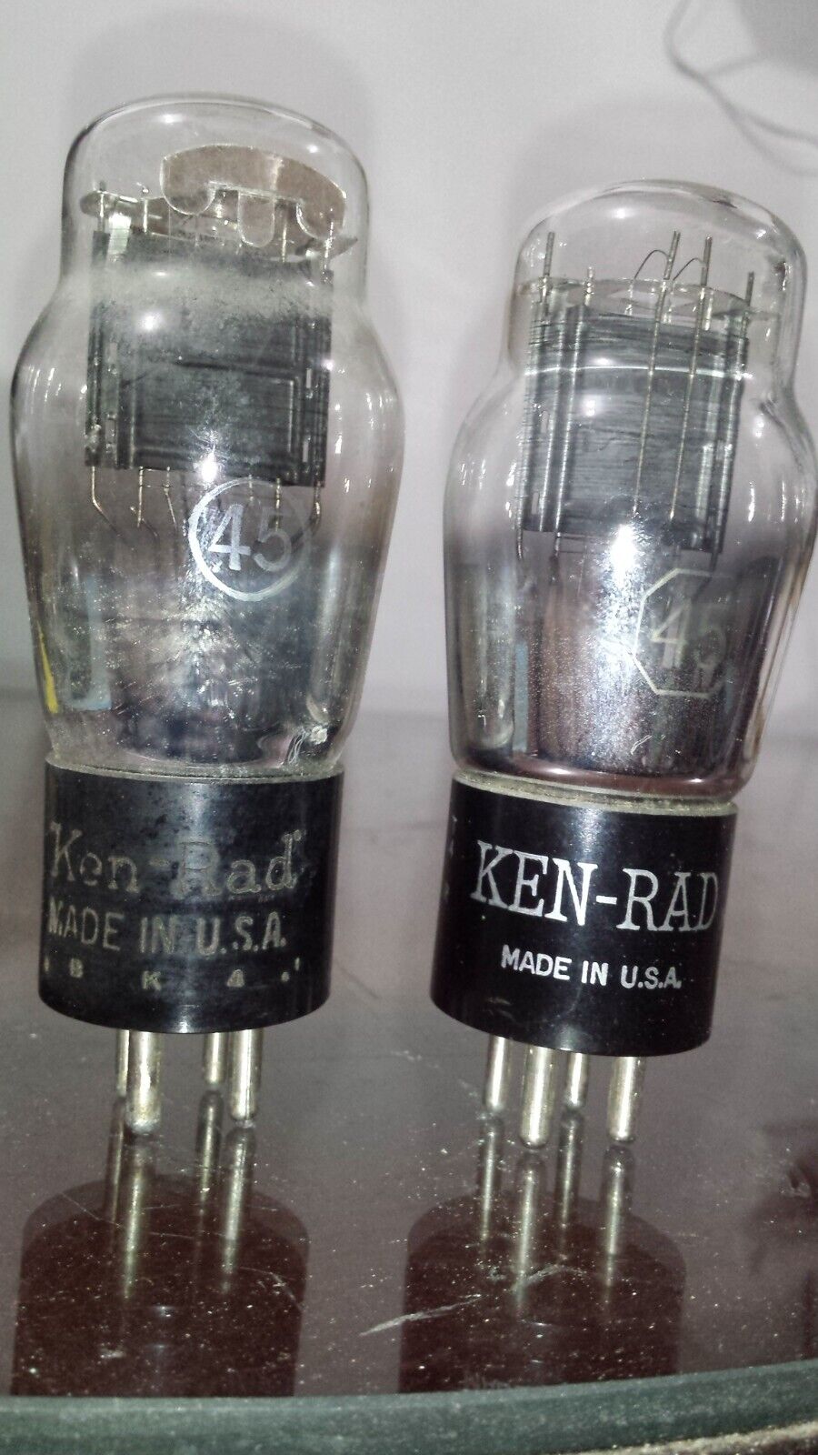 Tested NOS CLOSELY MATCHED PAIR KEN-RAD  45 145/245/345 ST TUBE TV-7/u Tested