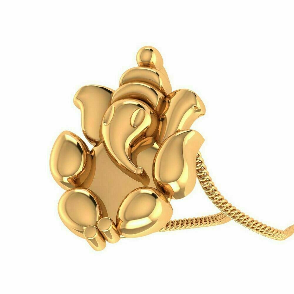 14k Solid Real Yellow gold Indian Religious Lord Ganesha Pendant Jewelry