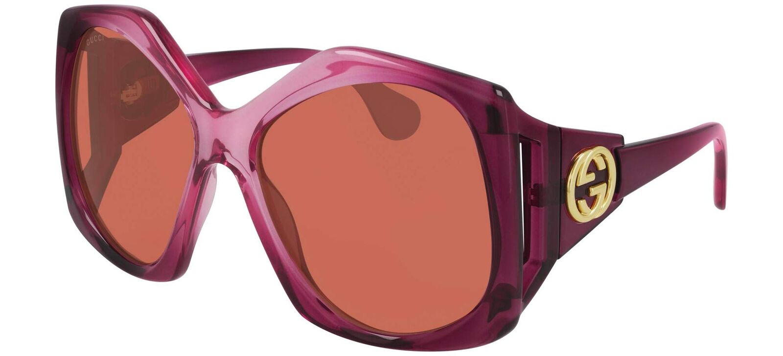 Gucci GG0875S-003-62 mm Oversized Geometric Sunglasses Burgundy/Nude Pink/Orange
