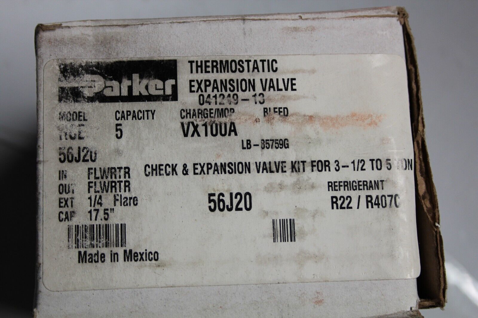 PARKER Lennox 56J20 Thermal Expansion Valve TXV R22 3.5-5 Ton - R22/407c