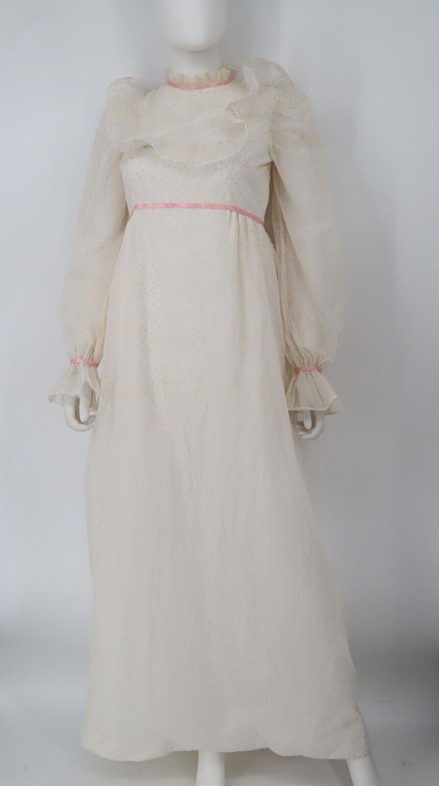 Vintage Handmade White Daisy Floral Cottage  Dress M/L