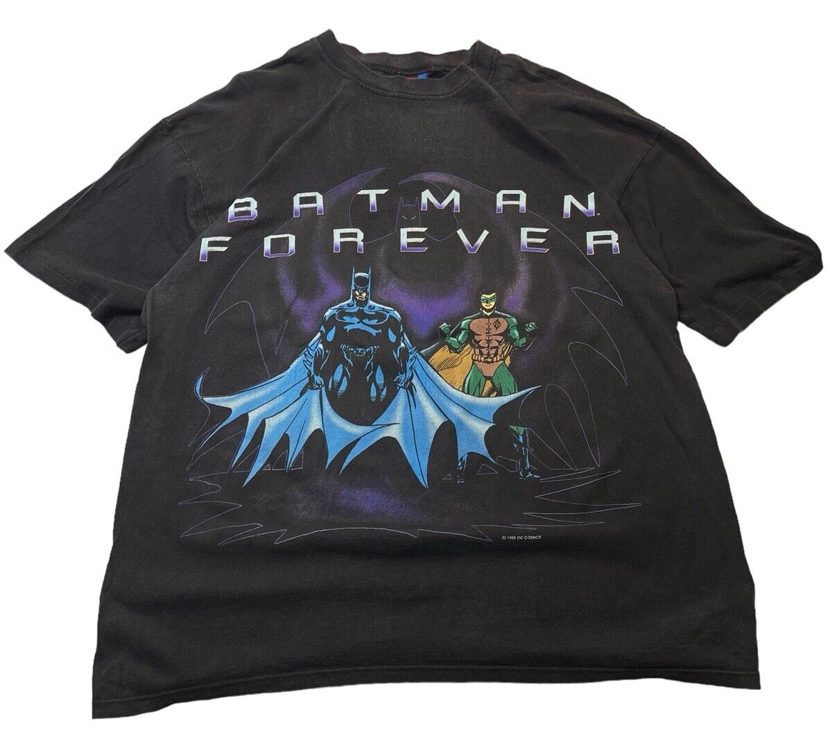 Vintage 1995 Batman Forever Animated Promo T-Shirt Black Single Stitch XL rare