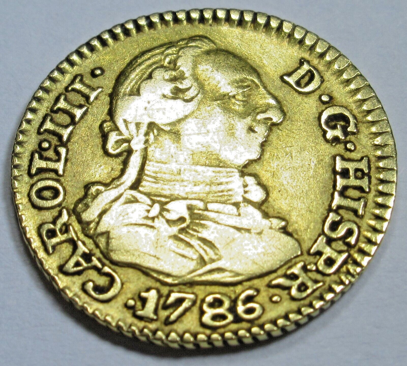 Authentic 1786 Spanish Gold 1/2 Escudo Old Antique Pirate Doubloon Treasure Coin