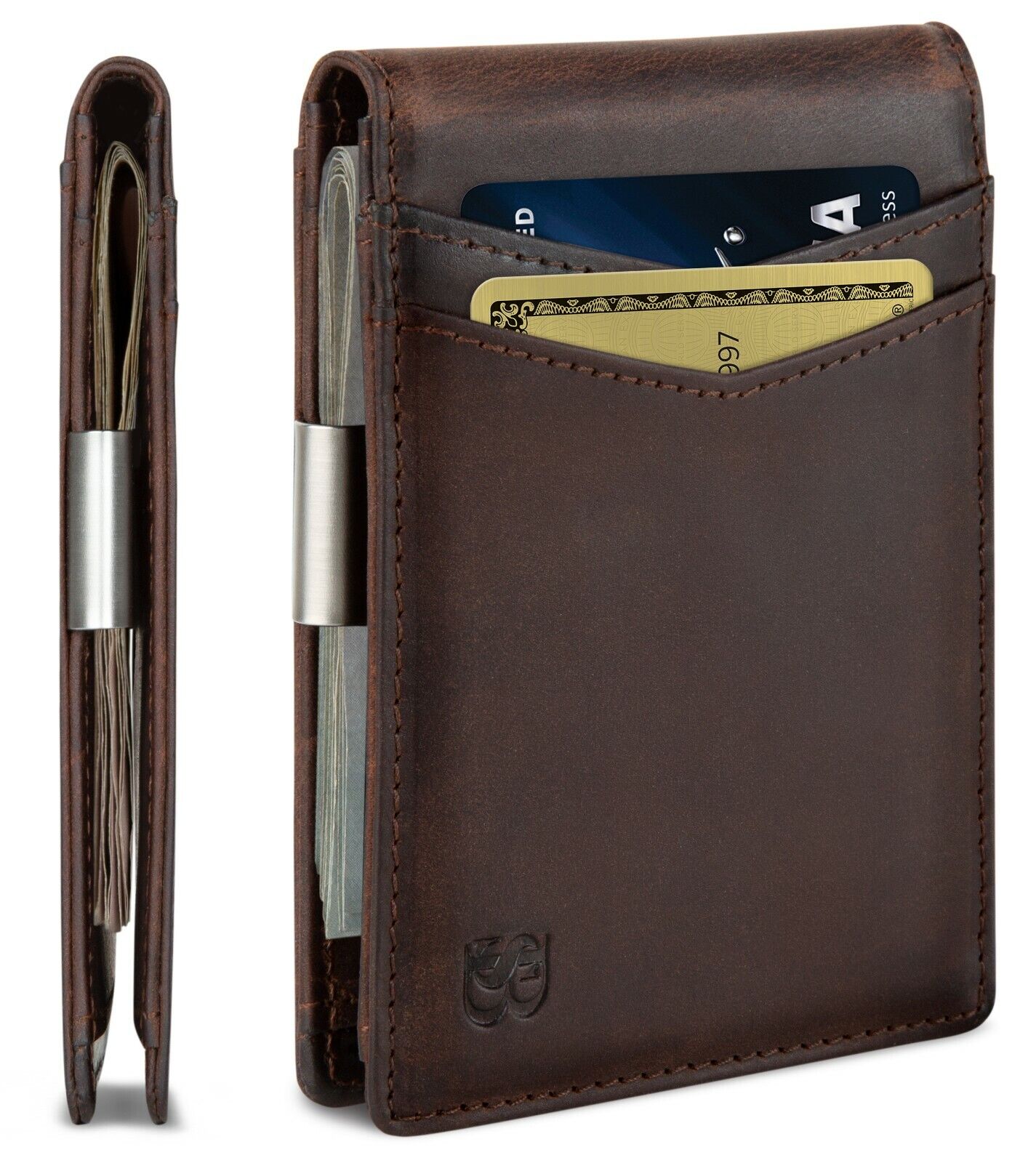 SERMAN BRANDS Money Clip Wallet - Mens Wallets Slim Front Pocket RFID Blocking
