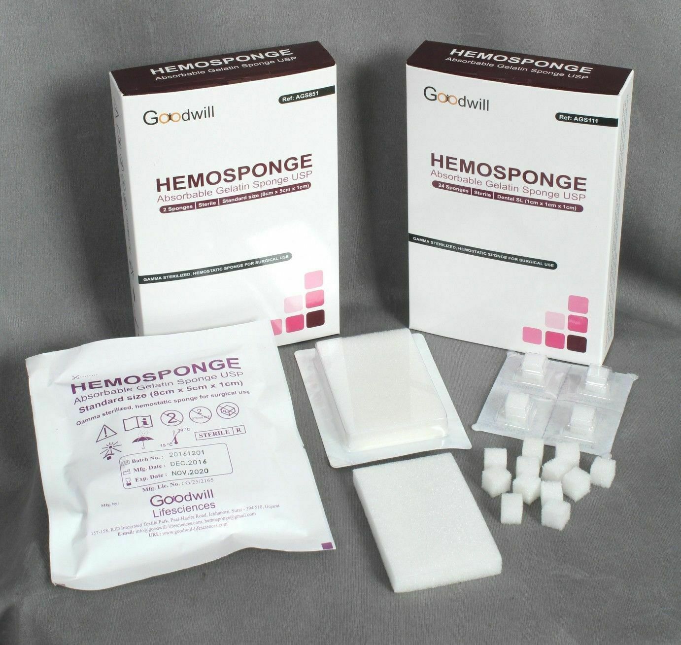 10X DENTAL HEMOSPONGE ABSORBABLE GELATIN SPONGE USP STERILE 32 SPONGE10x10x10mm