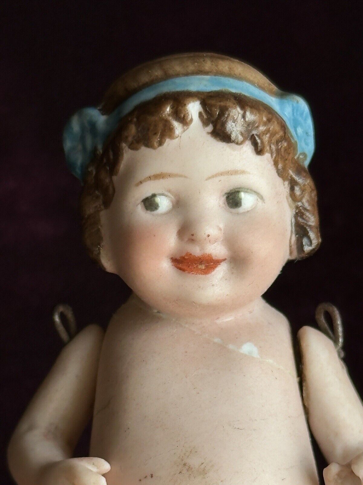 Antique German 2.75” Miniature All Bisque Googly Eyes 89-7 Character Doll