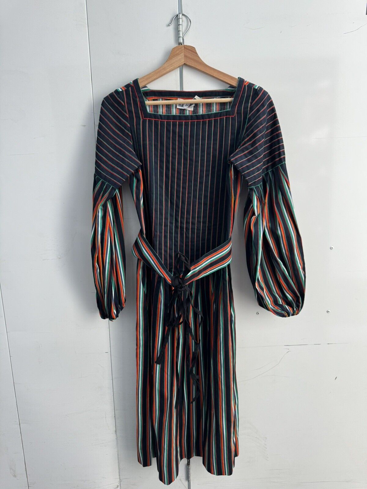 Vintage 60s 70s Albert Nipon Striped Multicolor Dress 6