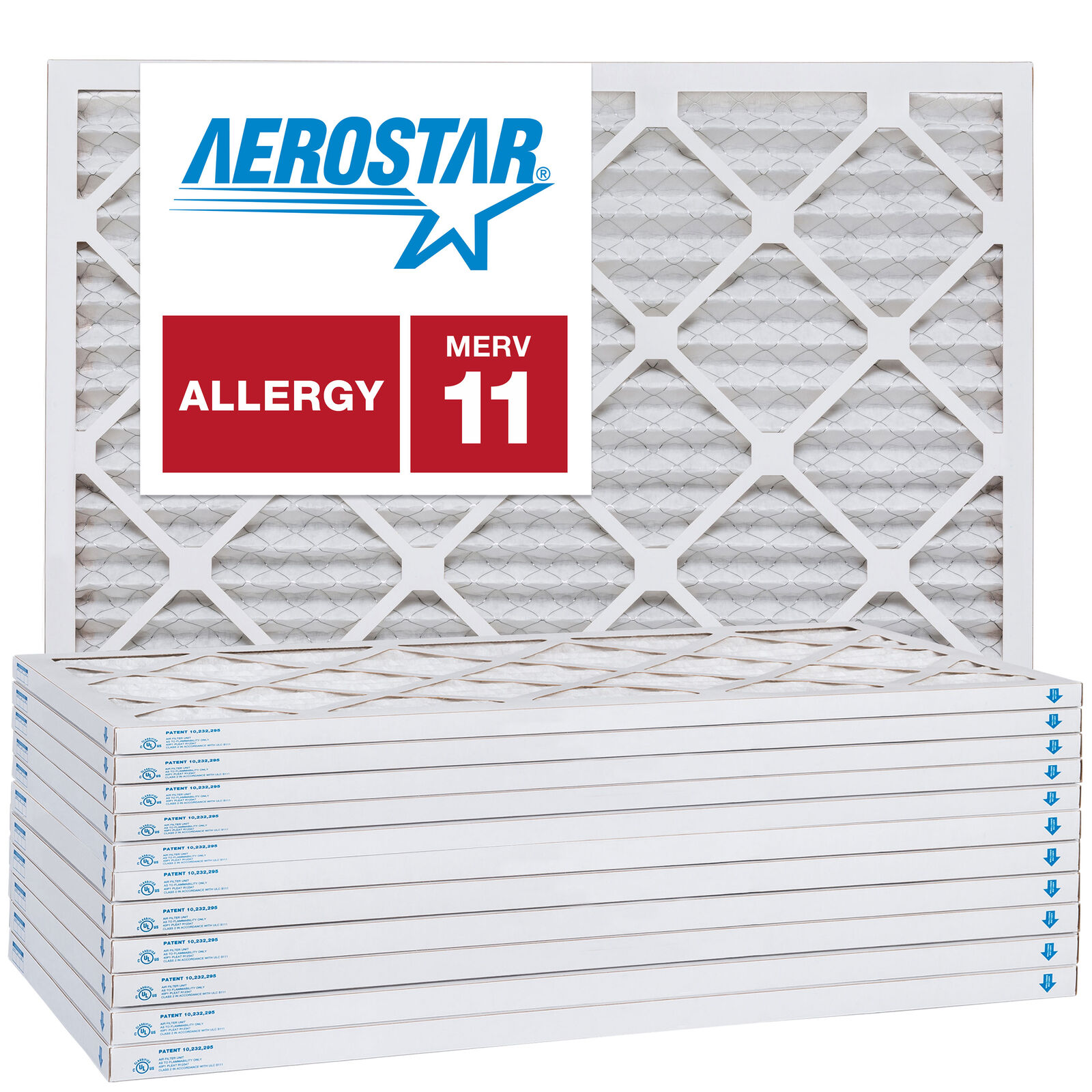 16x16x1 AC and Furnace Air Filter by Aerostar - MERV 11, Box of 12