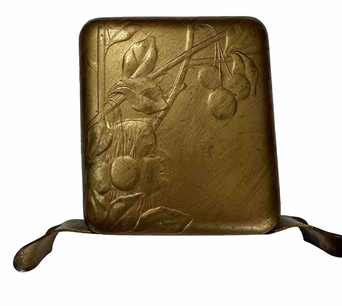 Antique Art Nouveau Jugendstil Brass Letter Rack / Stationary Holder Lady Motif