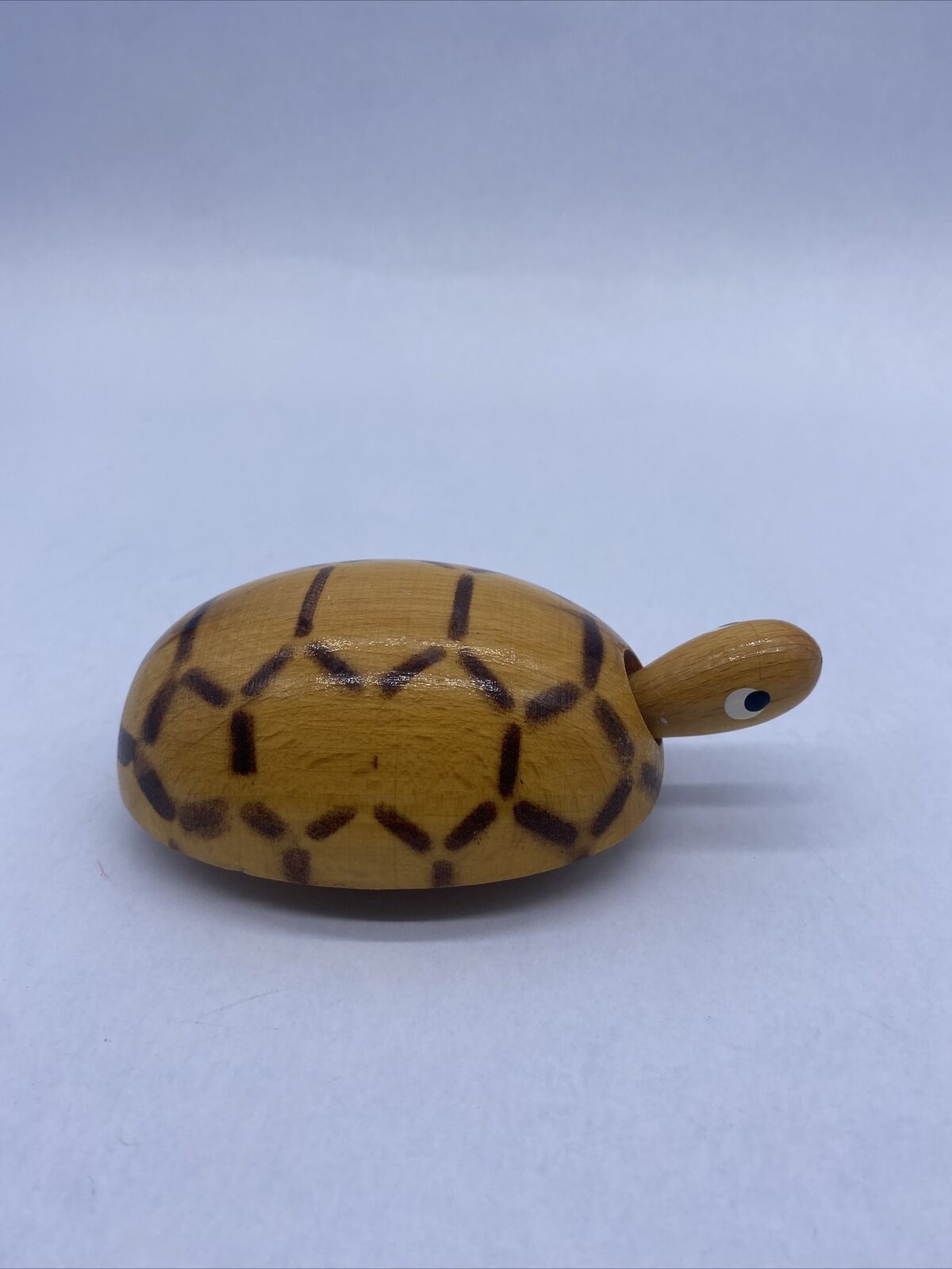 Vintage 1960s 1970s Wooden Tortoise Bobbing Head Push Along Toy Handmade Czech